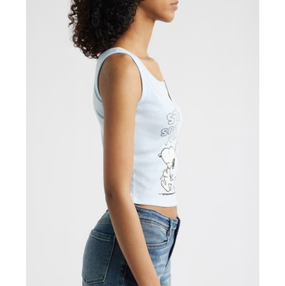 Snoopy Print Split Neck Tank‎ Top
